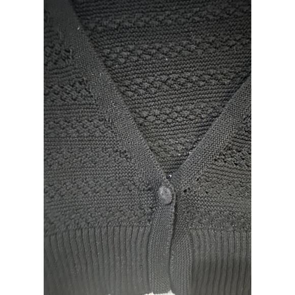 Fashion Bug 1X Black Knit Shrug Cardigan Short Sleeve Ramie Cotton Open Weave - Picture 3 of 8